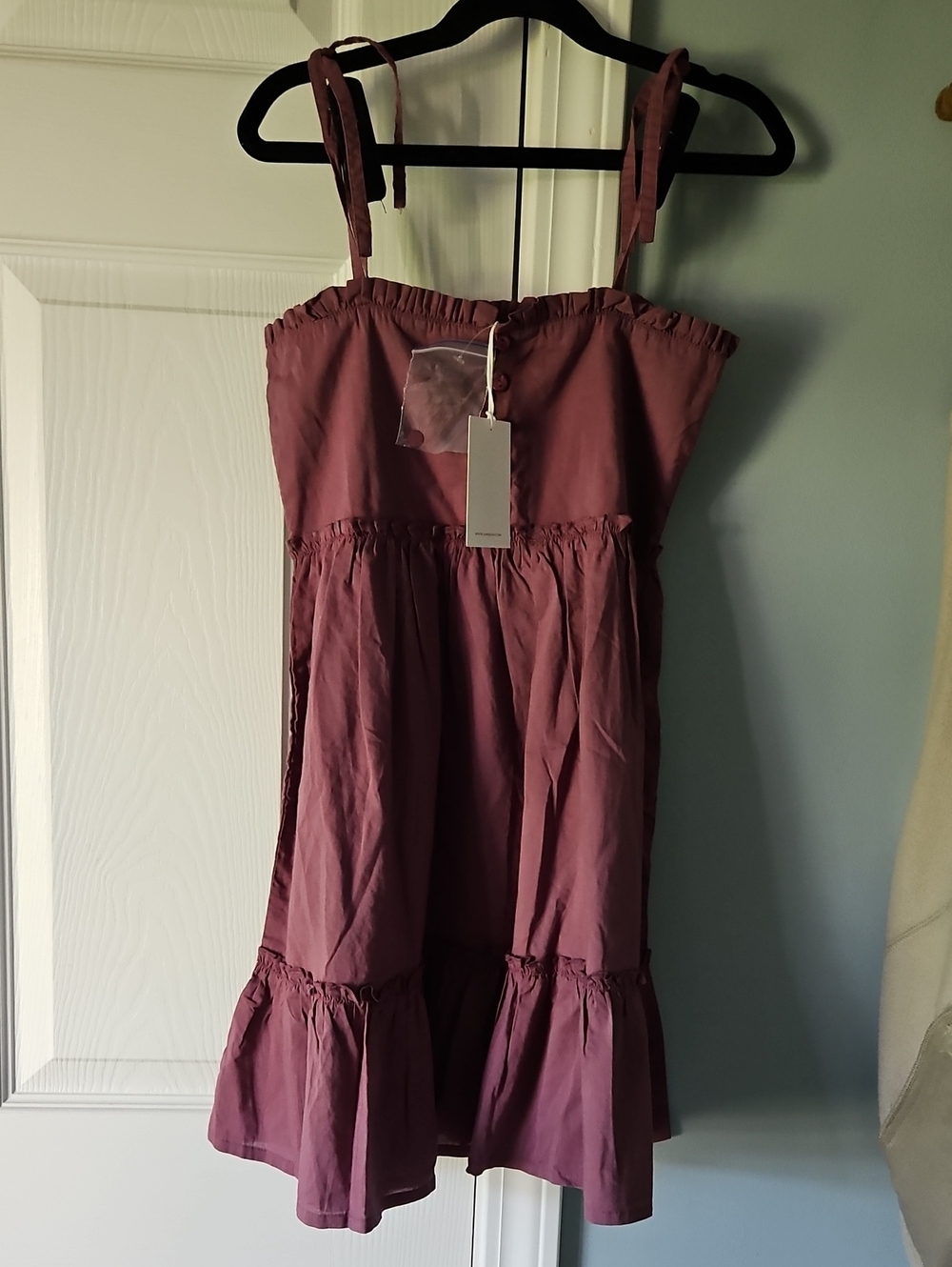 Jamie Kay Girls Mauve Tie-Strap Tiered Sundress